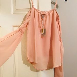 Pink tank with bell sleeves